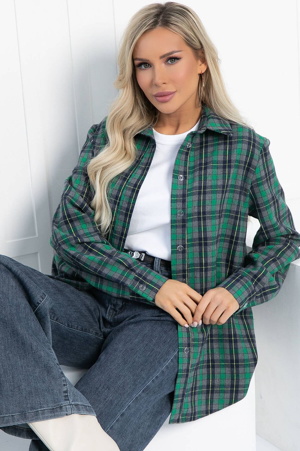 Рубашка Денни НЬЮ (серо-зеленая) Б12864-7М LT Collection