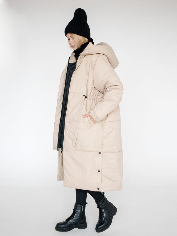 Пуховик зимний женский бежевый - фото 16