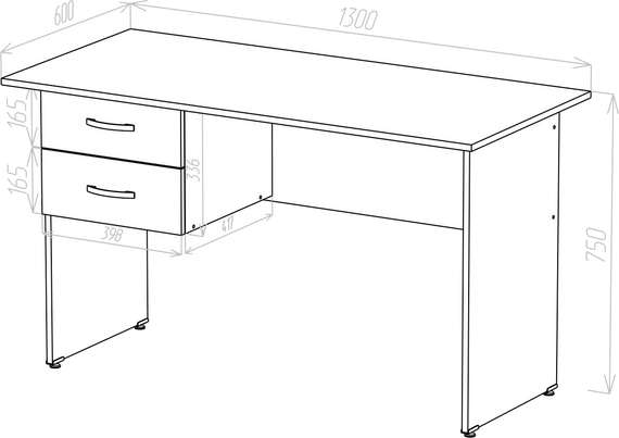 Стол письменный 2 ящика
