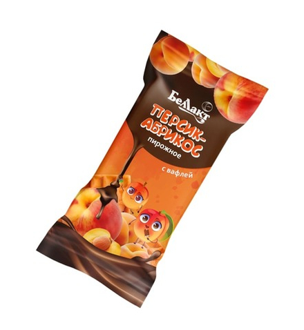 Пирожное с творогом и вафлей "Персик-абрикос" 23,0% 50г. Беллакт