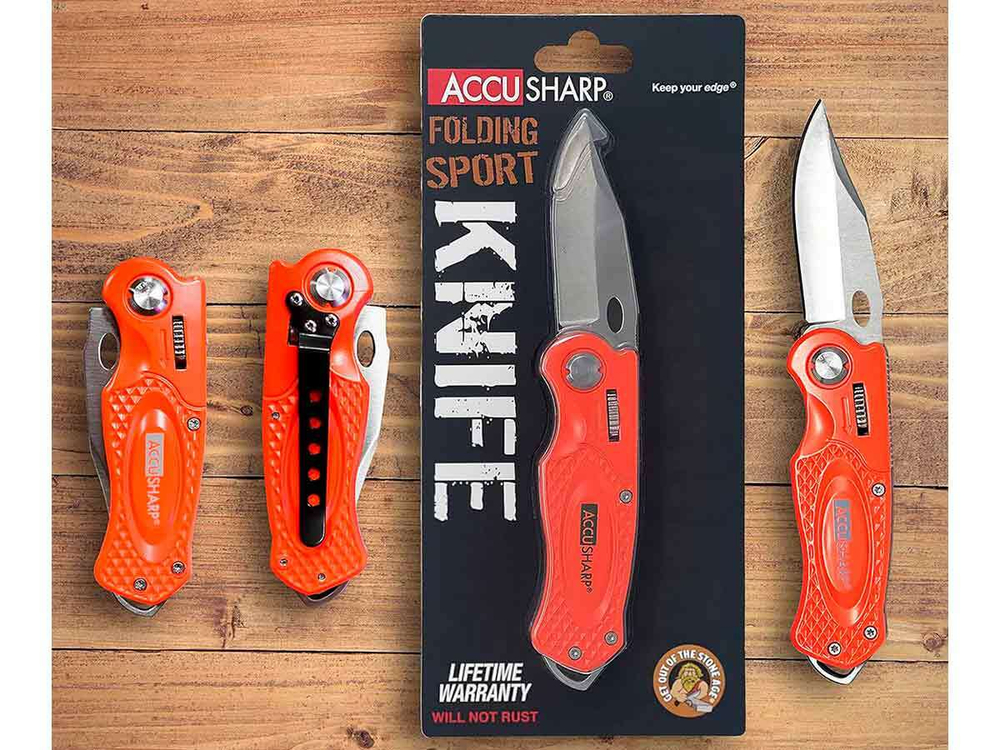 Нож складной AccuSharp Folding Sport Knife, нержавеющая сталь, рукоять алюминий, оранжевый