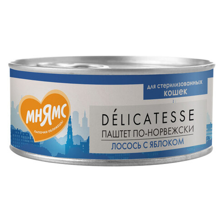МНЯМС Delicatesse Паштет по-норвежски для стерилизованных кошек с лососем и яблоком 0,1 кг