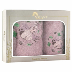 Набор полотенец 2шт 30х50,50х90 Arya home Bird розовый