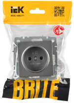BRITE Розетка 1-местная без заземления с защитными шторками 10А РСш10-2-БрС сталь IEK
