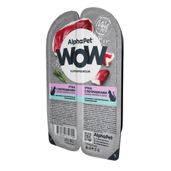 Консервы ALPHAPET WOW для кошек с чувствительным пищеварением, с утком и потрошками - 80 гр