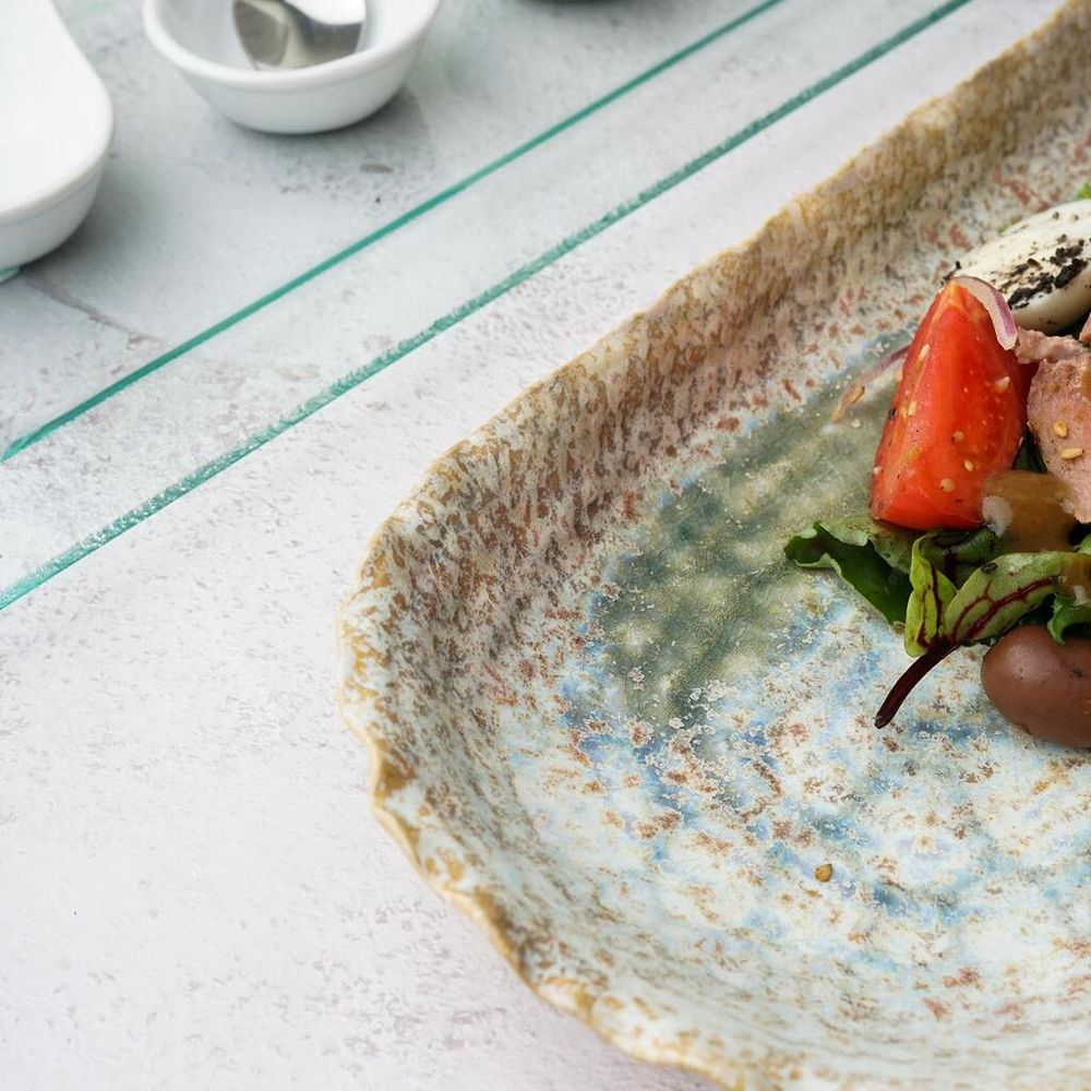 Блюдо овальное 34*14,5 см h3,5 см Gray Pearl Spots Sea Wave Frutti di Mare P.L. [1]