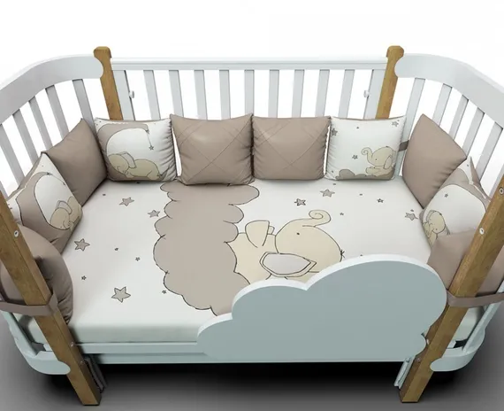 Набор в кроватку для новорожденных Lollycottons Слоники Капучино