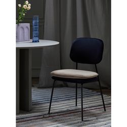 Стул с контрастным кантом Pea, велюр, темно-синий/бежевый