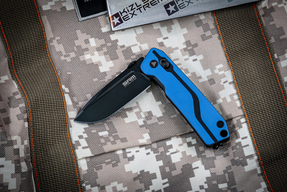 Складной нож SRM Rubik сталь D2 рукоять Blue/Black G10 (7228-GI)