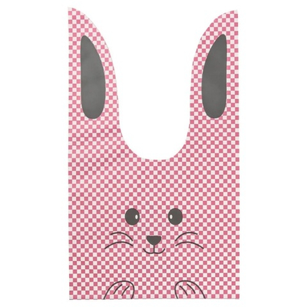 Мешок подар. ПВХ с ушами 18*30см "Заяц в горошек" розовый 50шт/уп