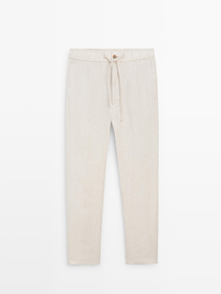Massimo Dutti Льняные спортивные брюки, бежевый