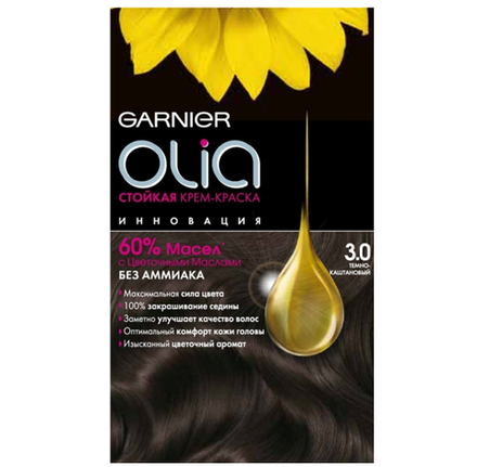 Garnier Краска для волос Olia, тон №3.0, Темно-каштановый, 60/60 мл
