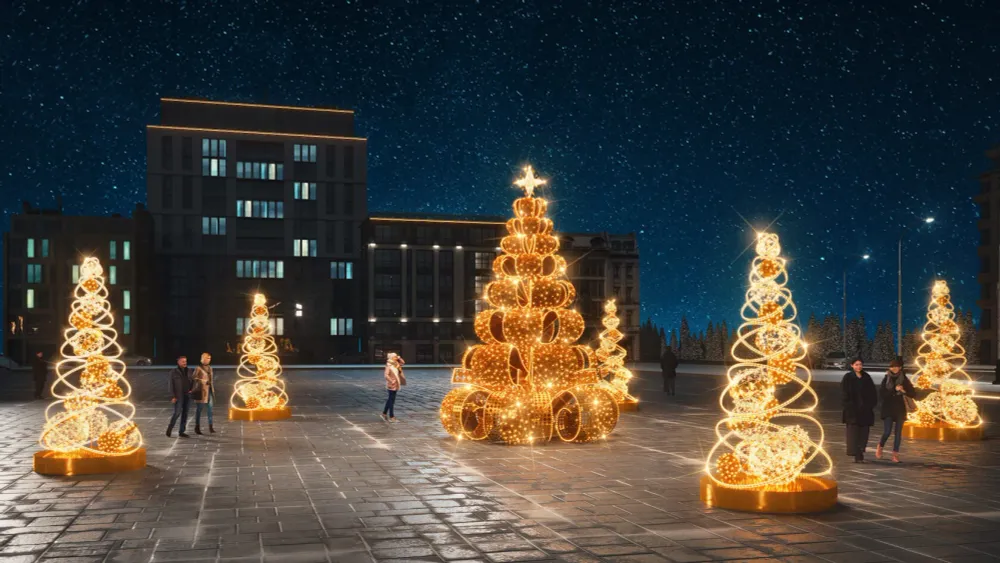 Светодиодная елка из подарочной ленты