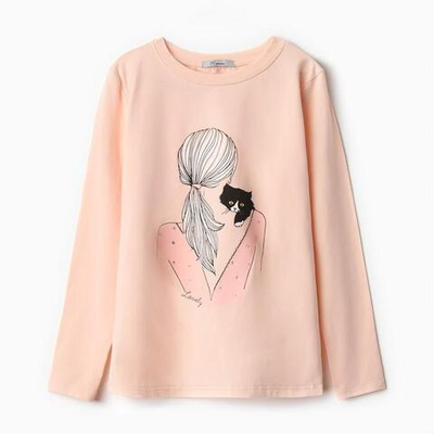 Лонгслив для девочек А.16-126-1. персик, р. 134 9883936