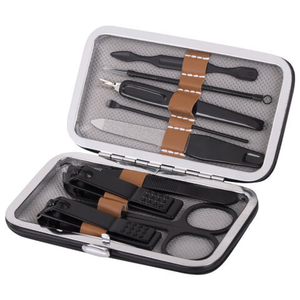 Универсальный набор для маникюра и педикюра 9 в 1 в футляре, MINI, черный карбон, WBZ, 609490