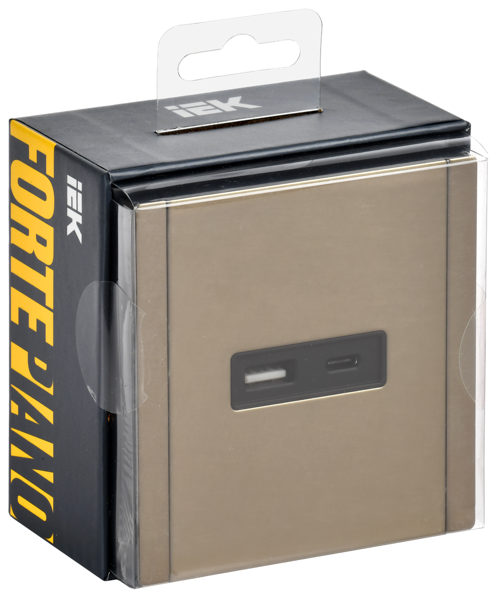 FORTE&PIANO Розетка USB A+C 18Вт FP651M металл шампань IEK