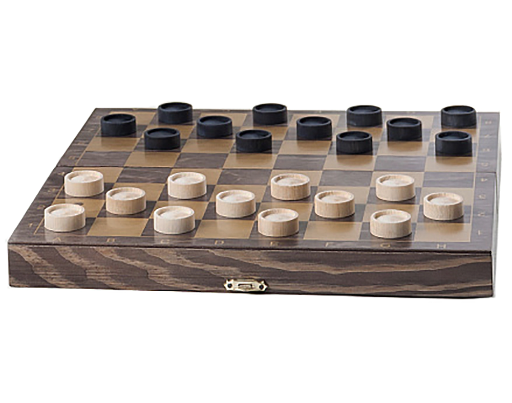 Шашки малые деревян. чёрные Классика золото