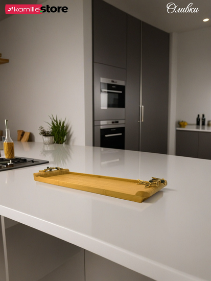 Поднос бамбуковый "Оливки" 48,5х17х4,5 см. прямоугольный