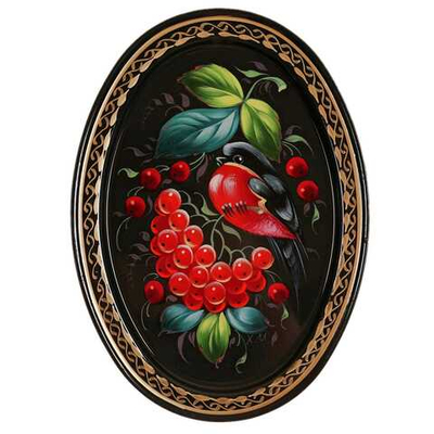 Жостовский поднос декоративный, размер 17х12 см (A2), металлический