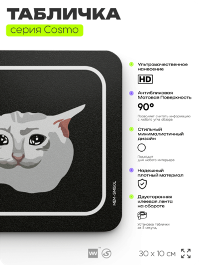 Табличка А смысол вот етово вот всево, шуточная прикольная табличка мем на дверь и стену черная, для офиса и дома, серия COSMO MEM, 30х10 см, Айдентика Технолоджи