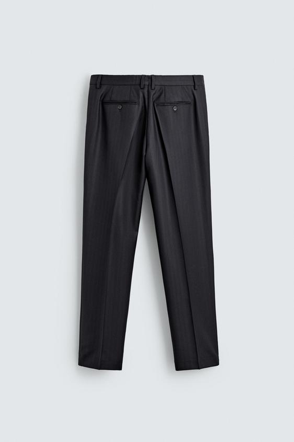 ZARA КОСТЮМНЫЕ БРЮКИ В ПОЛОСКУ ИЗ 100% ШЕРСТИ, МОРСКОЙ СИНИЙ