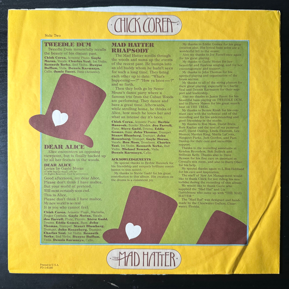 Chick Corea ‎– The Mad Hatter (США 1978г.)