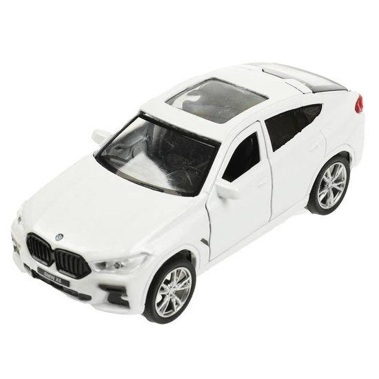 Машина металл BMW X6 длина 12 см, двери, багаж, инер, белый, кор. Технопарк