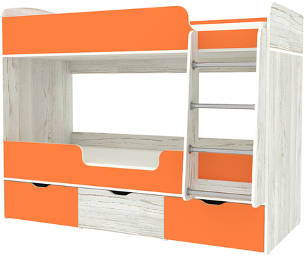 Кровать двухъярусная КарИВи Малыш Двойняшка 80х180 Винтерберг Оранжевый