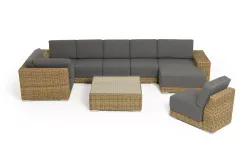 "Капри" трансформирующаяся лаунж-зона из искусственного ротанга, цвет соломенный