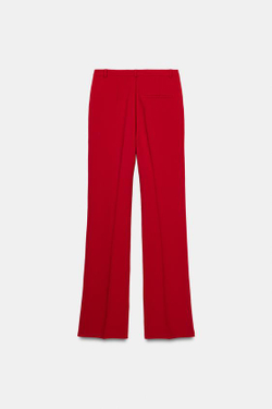 ZARA БРЮКИ ПРЯМОГО КРОЯ С ВЫСОКОЙ ПОСАДКОЙ, КРАСНЫЙ