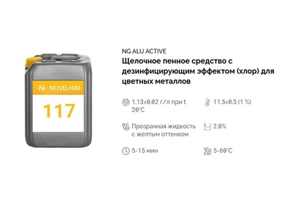 117 NG Alu Active Щелочное пенное средство с дезинфицирующим эффектом (хлор) для цвет. металлов. Канистра 20л.