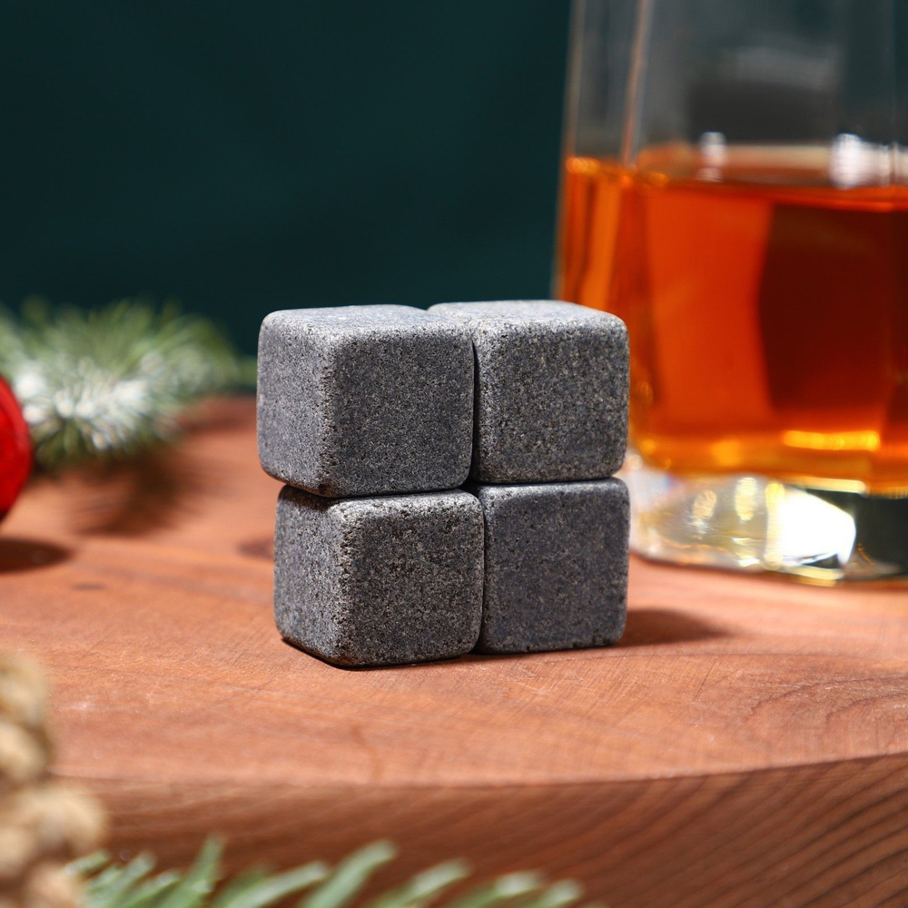 Новый год. Камни для виски «Счастье», 4 шт