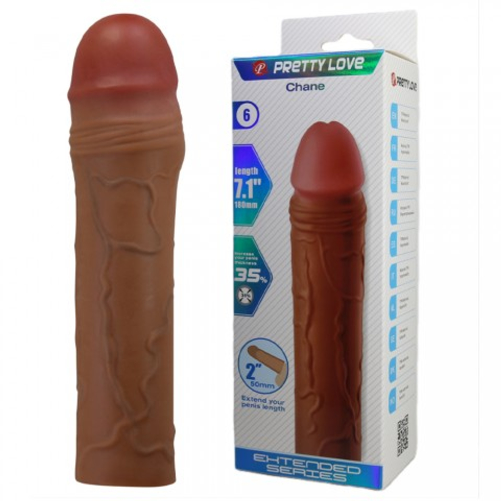 Реалистичная насадка на пенис Chane (18 см) коричневая