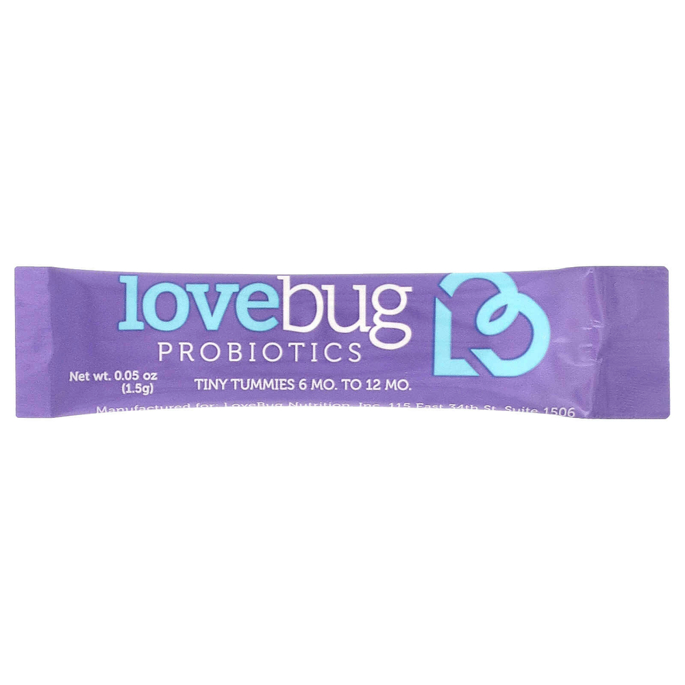 LoveBug Probiotics, Детские пробиотики, для детей от 6 до 12 месяцев, 4 млрд КОЕ, 30 порционных пакетиков