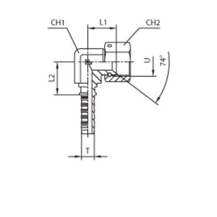 Фитинг DN 16 JIC (Г) 1.1/16 (90) compact