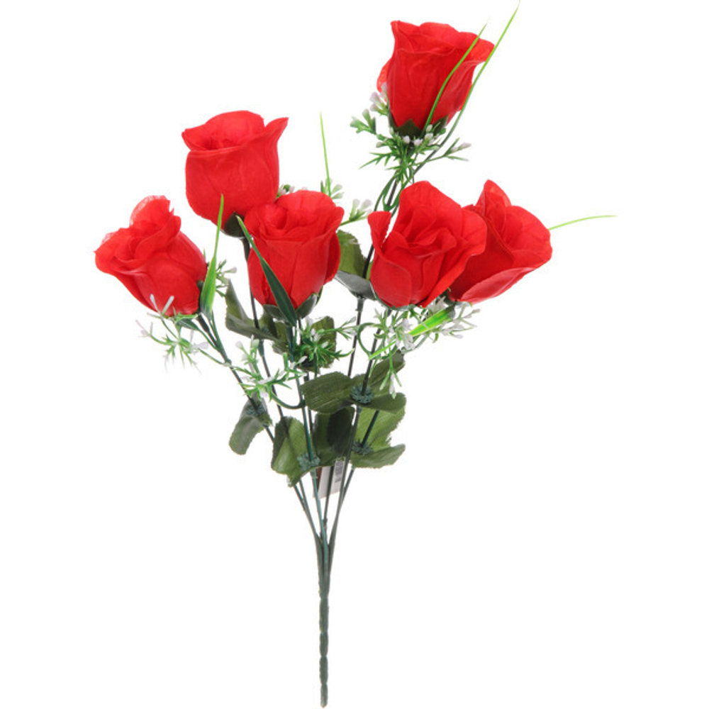 Цветы искусственные 30см «Розы» 5 цветков красные