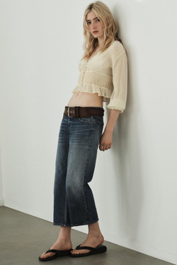 ZARA РУБАШКА ИЗ ШИФОНА С КРУЖЕВОМ, ВАНИЛЬНЫЙ