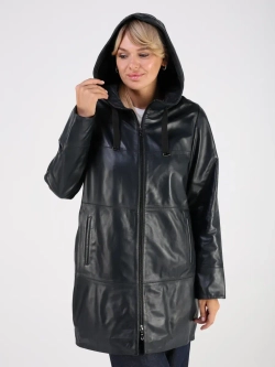 Кожаная куртка демисезонная с капюшоном длинная