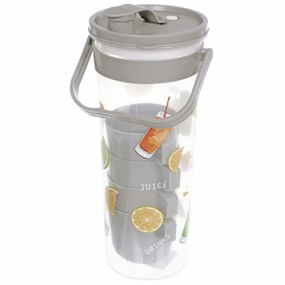 Кувшин пластиковый 2л «Летний зной» в наборе с 4-мя кружками 300мл