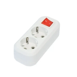 Розетка двухместная для удлинителя 2 гнезда с заземлением и выключателем