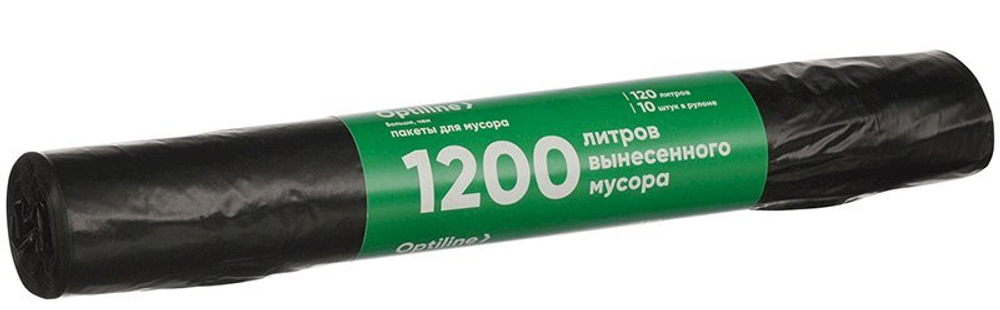 Мешки для мусора Optiline, 120 литров, 70х110 см, 30 мкм, в рулоне 10 штук