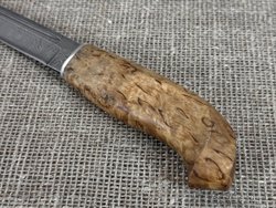 Финский нож Пуукко, Дамасская сталь, рукоять карельская берёза