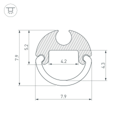 Профиль ARH-ROUND-D8-2000 ANOD (Arlight, Алюминий) 036325
