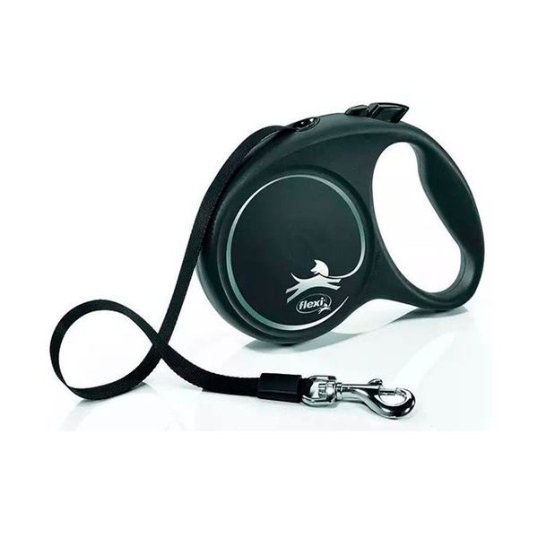 Flexi Black Design L 5м до 50кг поводок-рулетка РЕМЕНЬ, СЕРЕБРО 1/12