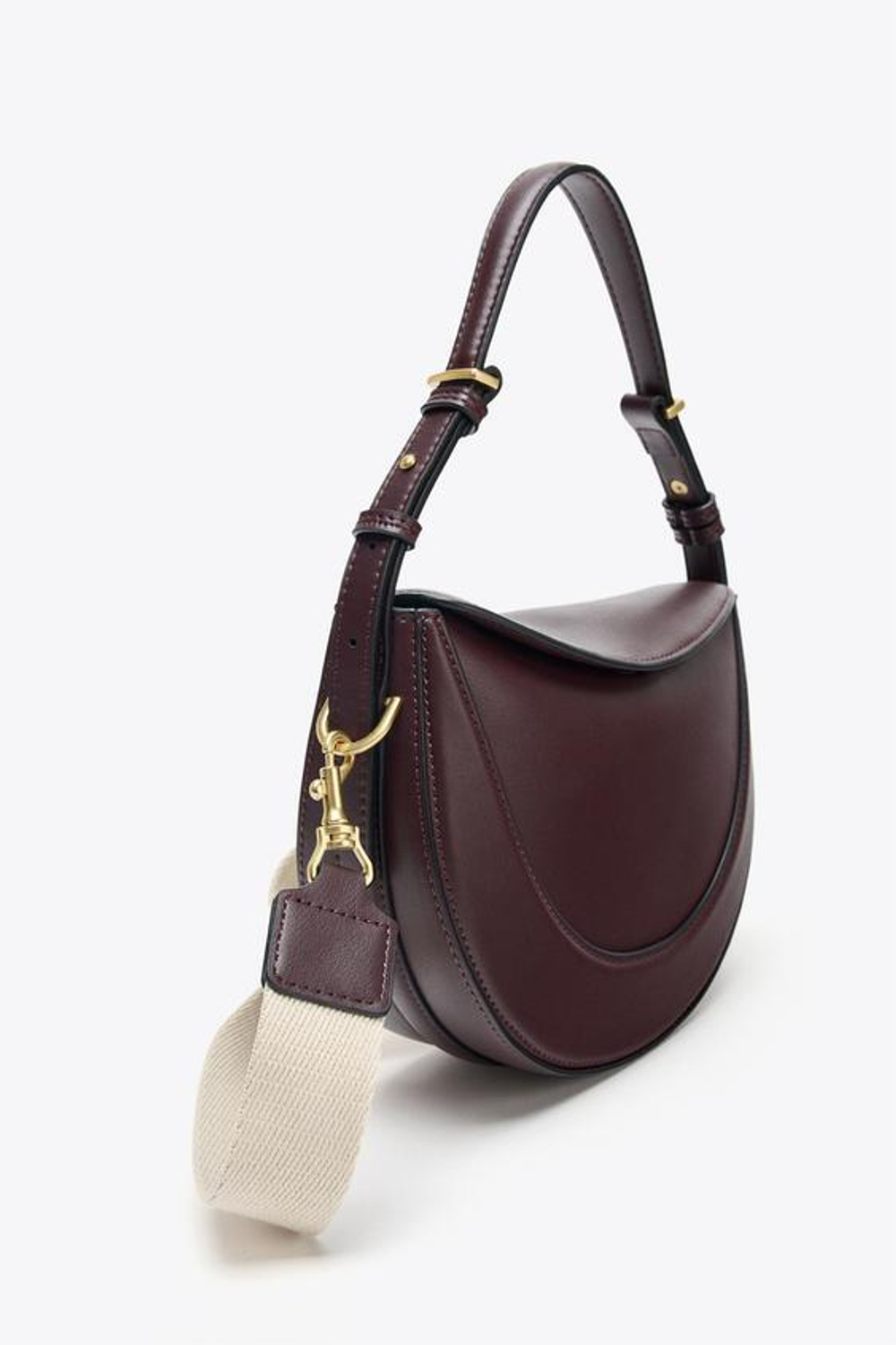 ZARA СУМКА-МЕССЕНДЖЕР С КЛАПАНОМ, БУРГУНДИ