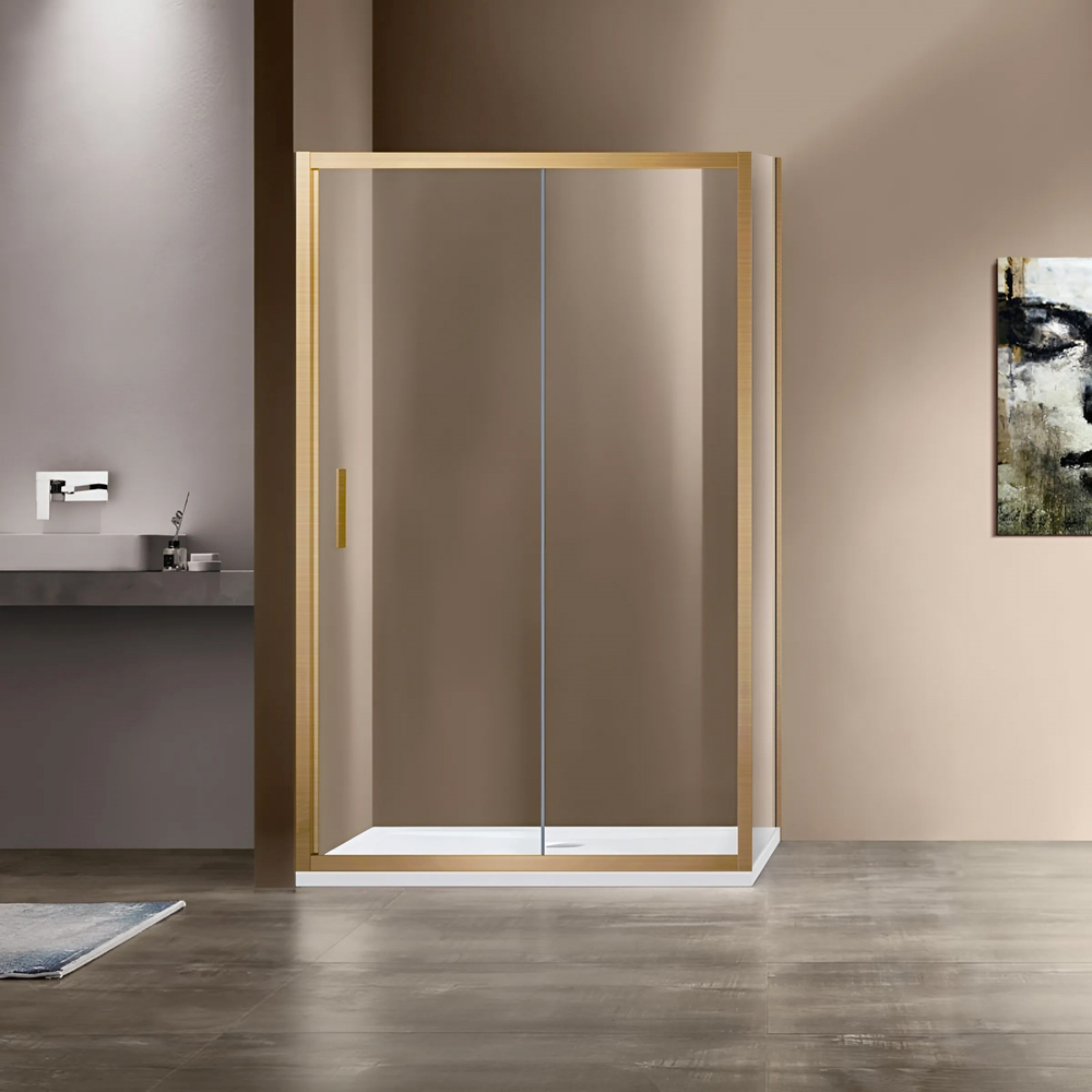 Душевой уголок Garda VSR-1G8014CLG, 1400*800, брашированное золото, стекло прозрачное