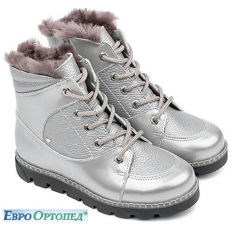 23016 Ботинки детские мех кожа р 29 Лондон серебристый