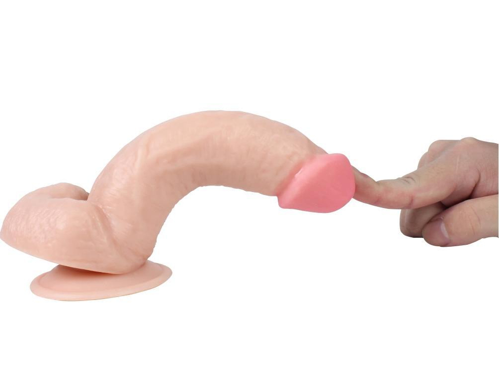 Реалистичный фаллоимитатор REAL с мошонкой на присоске, PVC, 14х4 см.