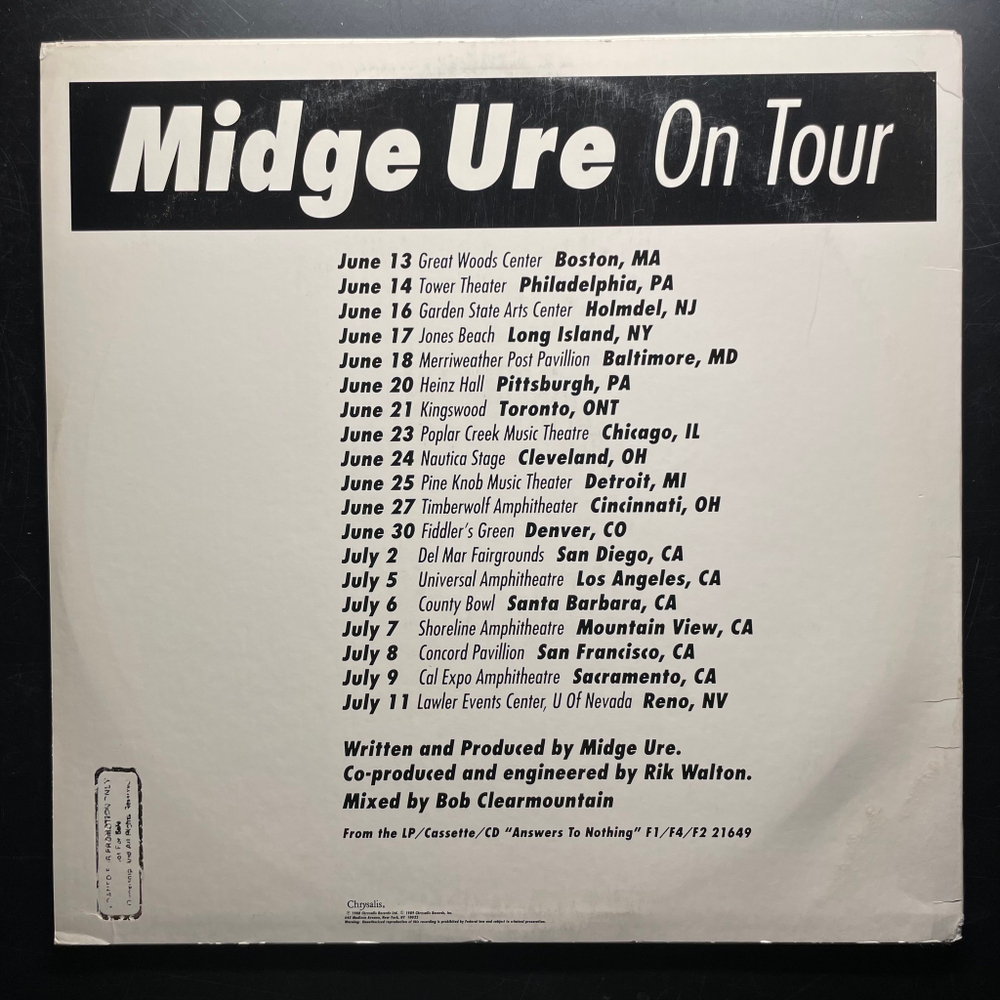 Midge Ure ‎– Just For You (США 1989г.) EP