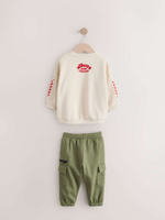 Толстовка и джоггеры в комплекте для мальчика Next E60-683, Молочный, Хаки